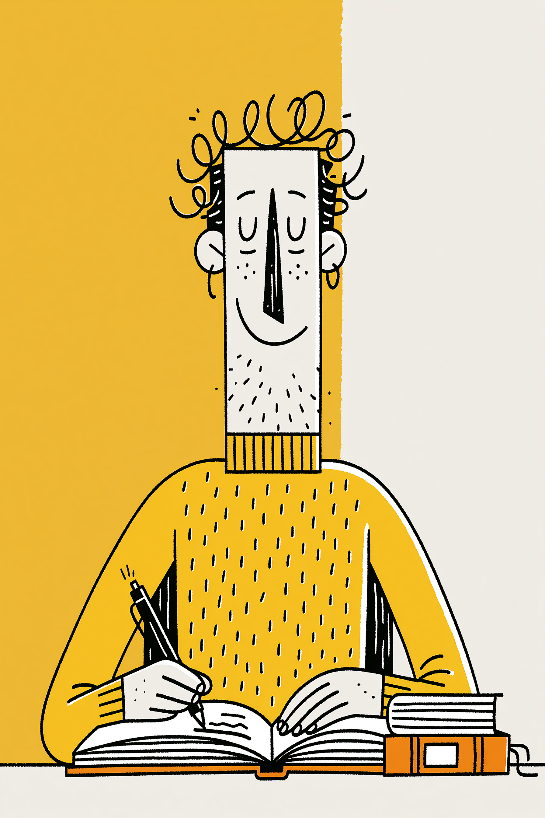 Illustratore che lavora su un libro
